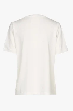Cremefarbenes Kurzarm-T-Shirt mit V-Ausschnitt