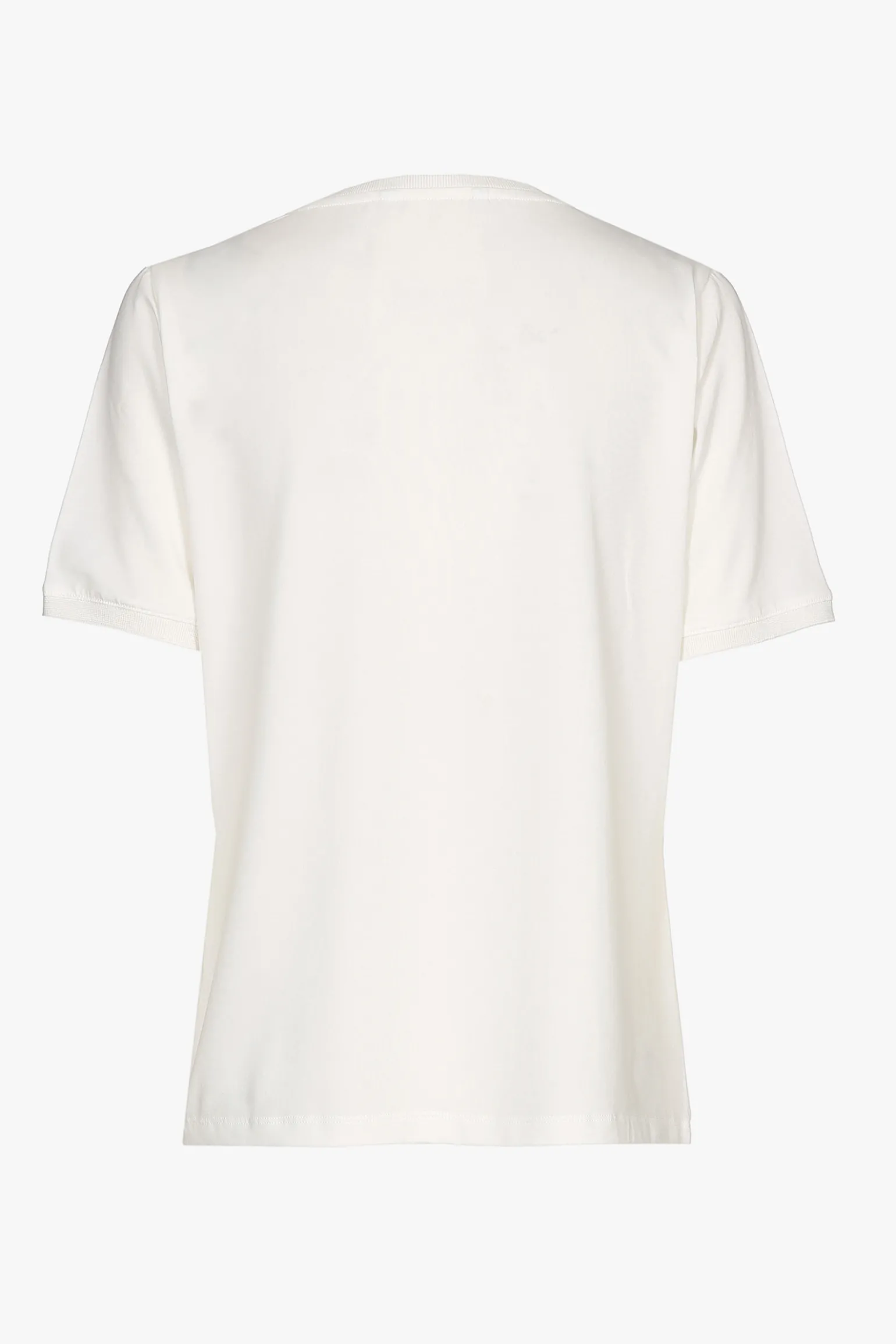 Cremefarbenes Kurzarm-T-Shirt mit V-Ausschnitt