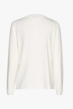 Ecrufarbenes Longsleeve T-Shirt mit V-Ausschnitt