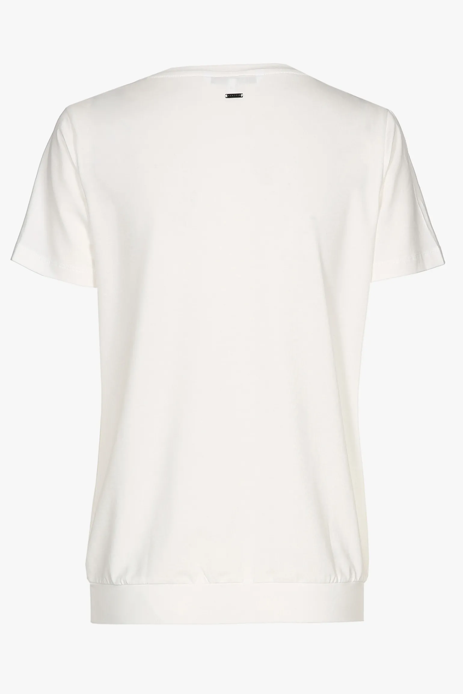 Ecrufarbenes T-Shirt mit V-Ausschnitt