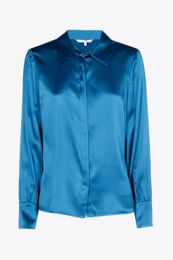 Einfarbige Bluse mit Seidenanteil
