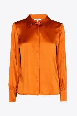 Einfarbige Bluse mit Seidenanteil