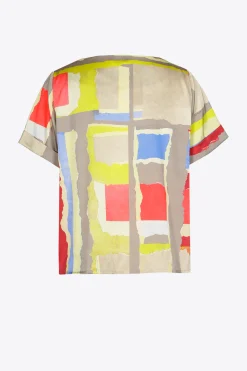 Farbenfrohe Bluse mit V-Ausschnitt