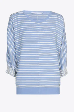Gestreifter Pullover mit Puffärmeln