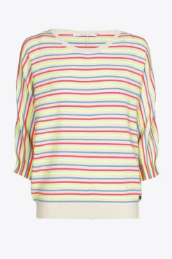 Gestreifter Pullover mit Puffärmeln