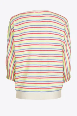 Gestreifter Pullover mit Puffärmeln