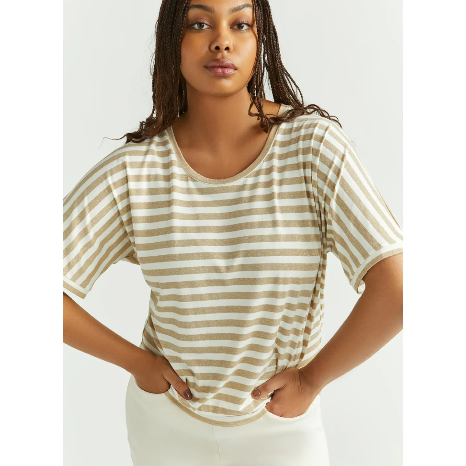Gestreiftes T-Shirt mit Lurex