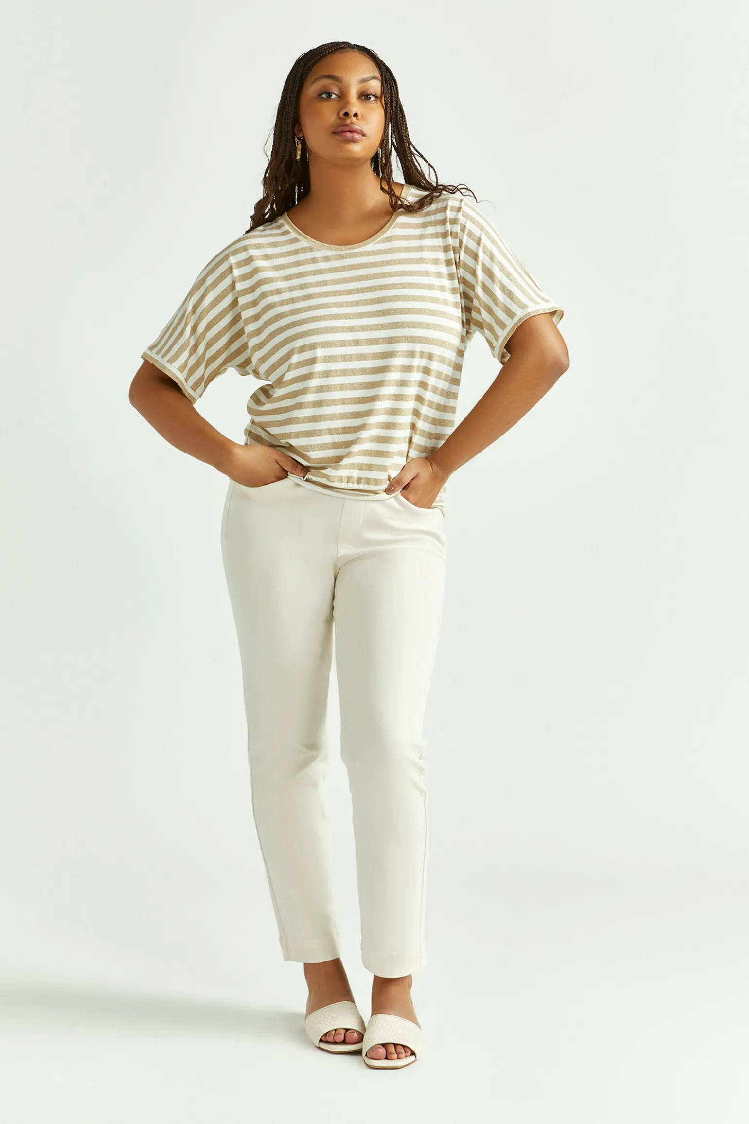 Gestreiftes T-Shirt mit Lurex