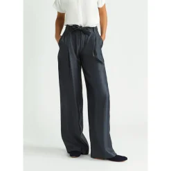 Glänzende Bundfaltenhose
