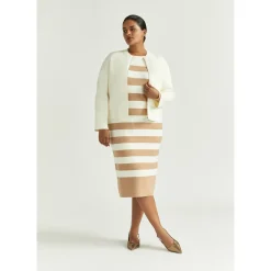 Halblanges Kleid mit Blockstreifen
