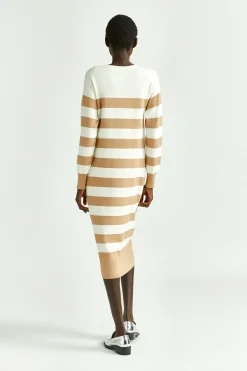 Halblanges Kleid mit Blockstreifen
