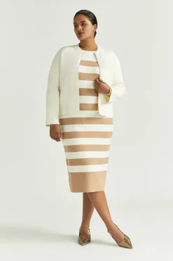Halblanges Kleid mit Blockstreifen