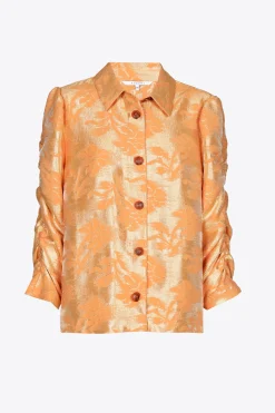 Jacquardbluse mit Blumenmuster