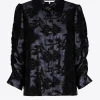 Jacquardbluse mit Blumenmuster