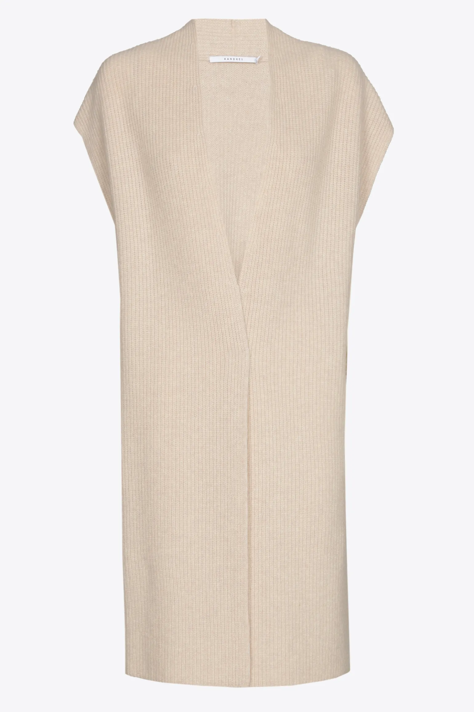 Lange ärmellose Strickjacke