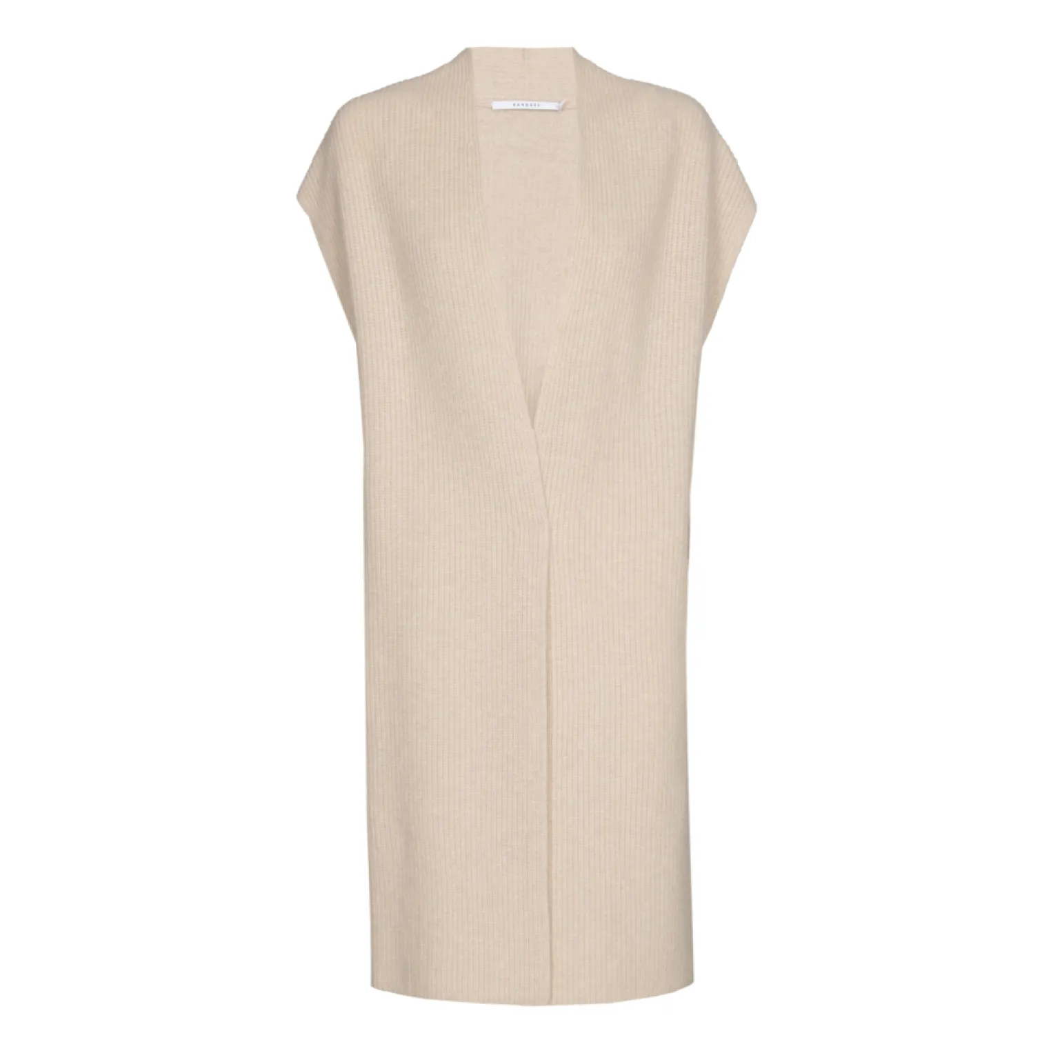Lange ärmellose Strickjacke