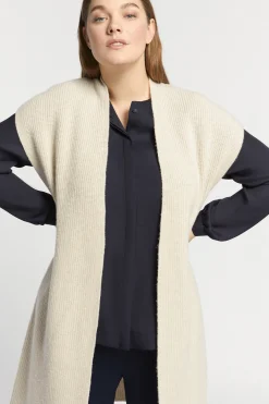 Lange ärmellose Strickjacke