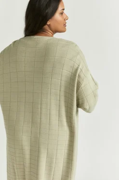 Langes Gilet mit Blockmuster