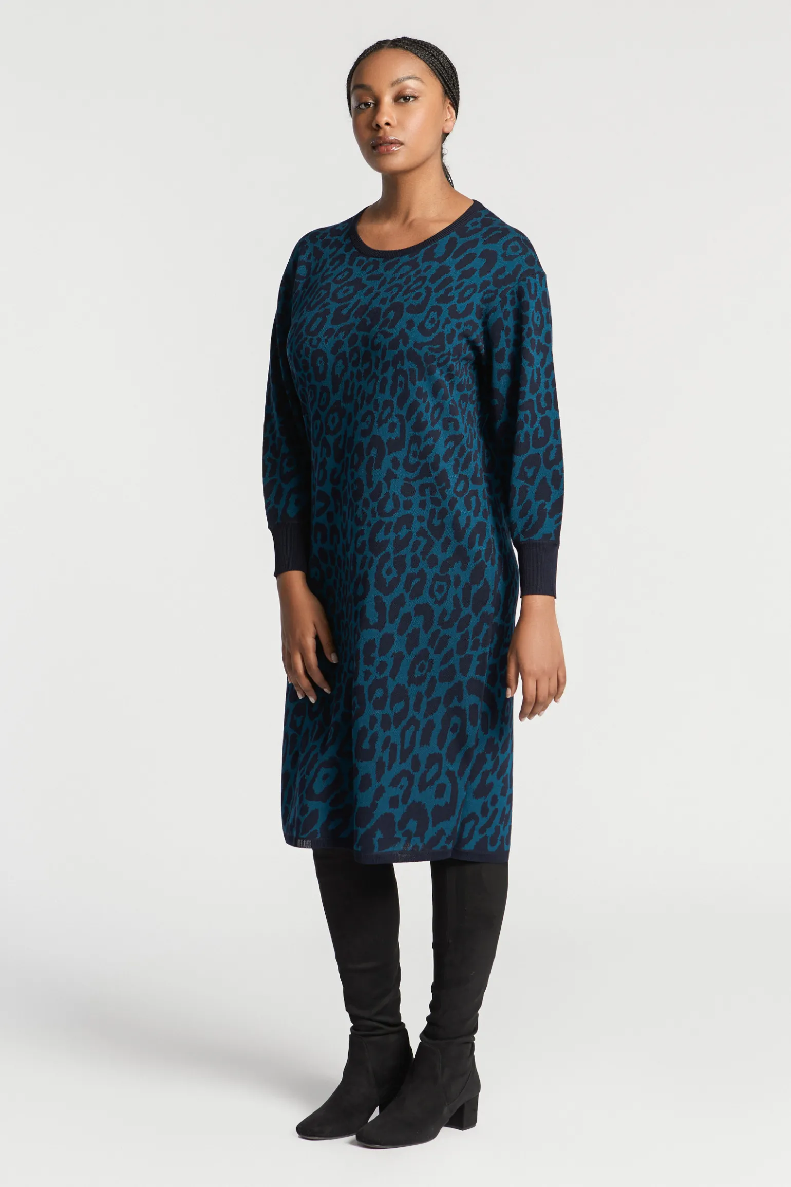 Langes Kleid mit Leopardenmuster