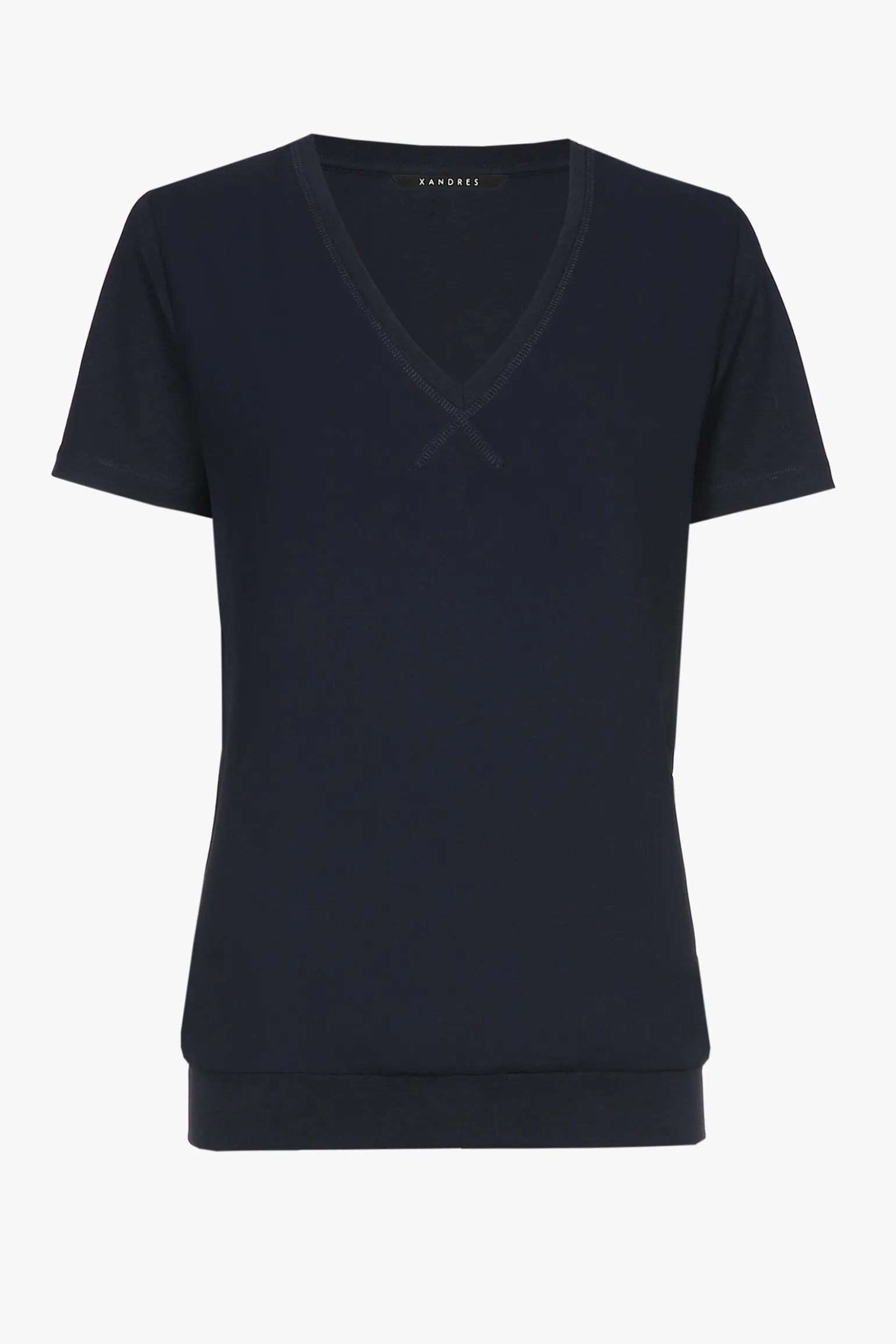 Navyblaues T-Shirt mit V-Ausschnitt