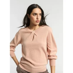 Pullover mit Wickeloptik am Ausschnitt
