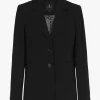 Schwarzer taillierter, knitterfreier Blazer