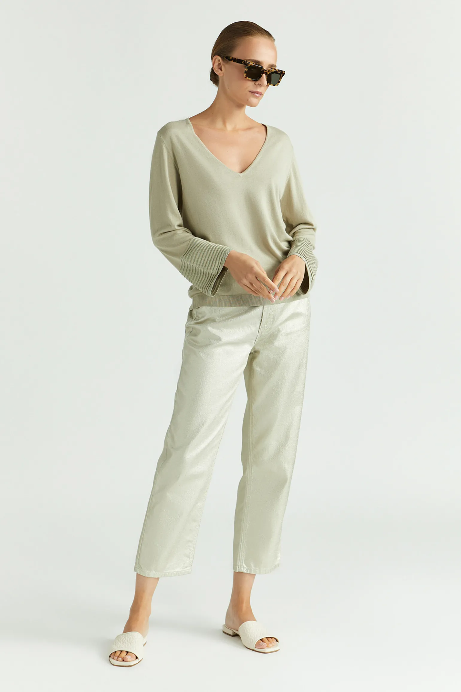 Sommerlicher Pullover mit Seidenanteil und Lurex