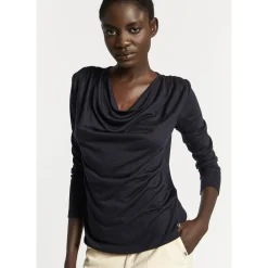 T-Shirt mit drapiertem Kragen