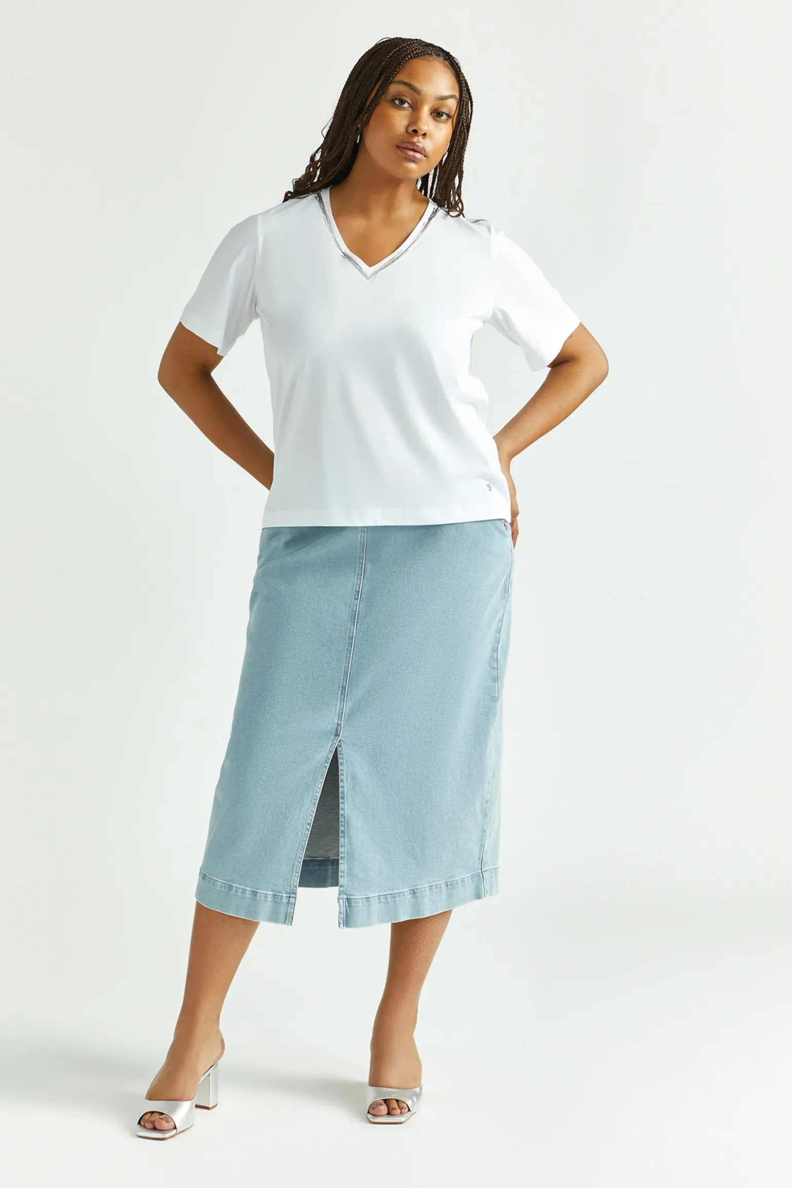 T-Shirt mit silbernem Detail