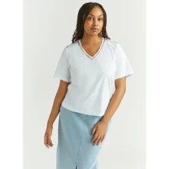 T-Shirt mit silbernem Detail