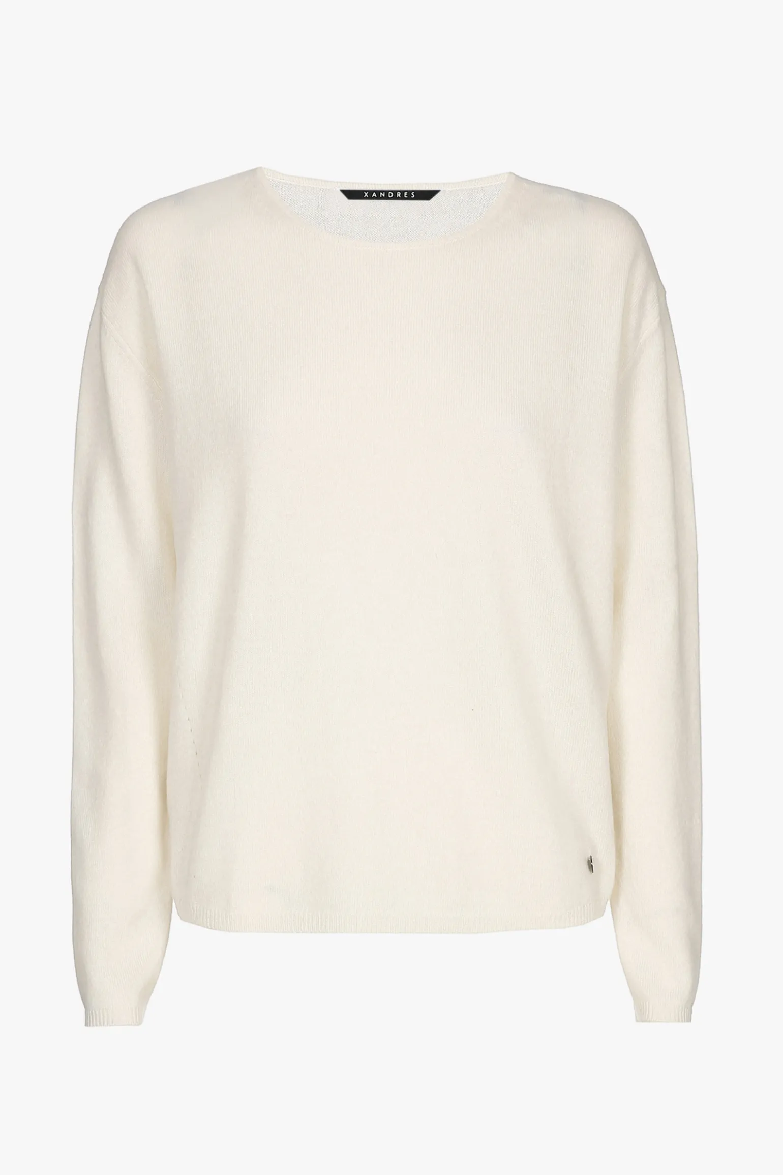 Weißer Cashmere Pullover mit Rundhalsausschnitt
