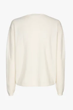 Weißer Cashmere Pullover mit Rundhalsausschnitt
